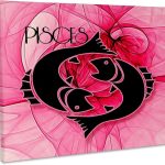 3dRose, Lady Pisces in Pink and Black Swirls Zodiac Collection, Museum Grade Canvas Wrap 14x11 - Pisces Canvas for men