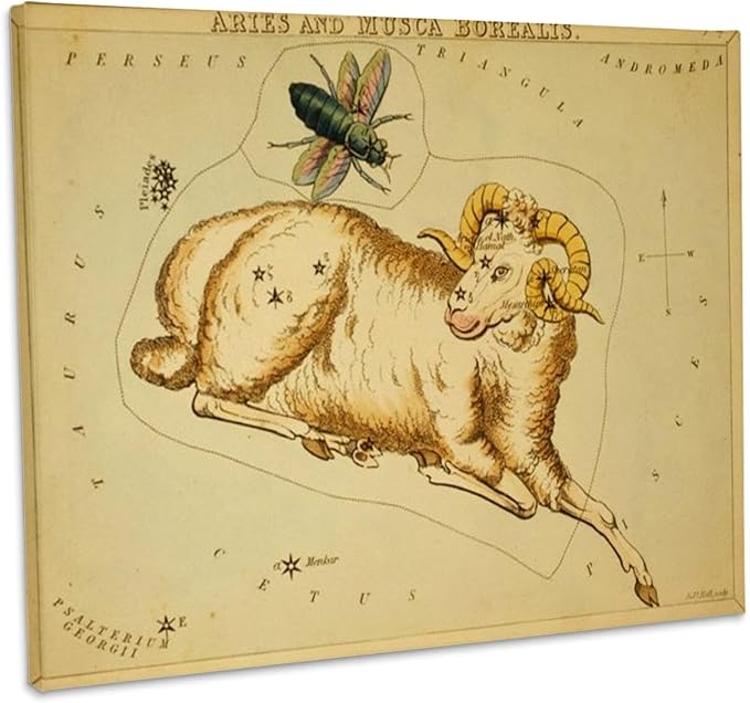 3dRose, Print of Vintage Aries Astrological Sign, Museum Grade Canvas Wrap 10x8 - Aries Canvas for men