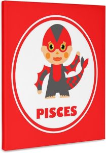 3dRose, Pisces Zodiac Sign illustration for children, Museum Grade Canvas Wrap 11x14 - Pisces Canvas for men