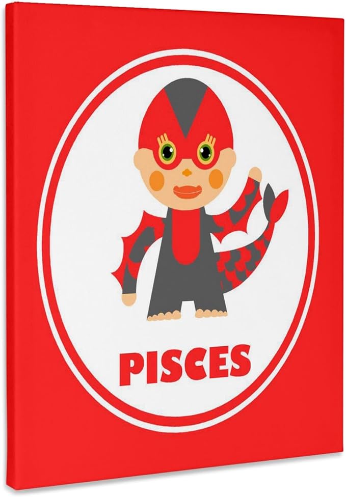 3dRose, Pisces Zodiac Sign illustration for children, Museum Grade Canvas Wrap 11x14 - Pisces Canvas for men