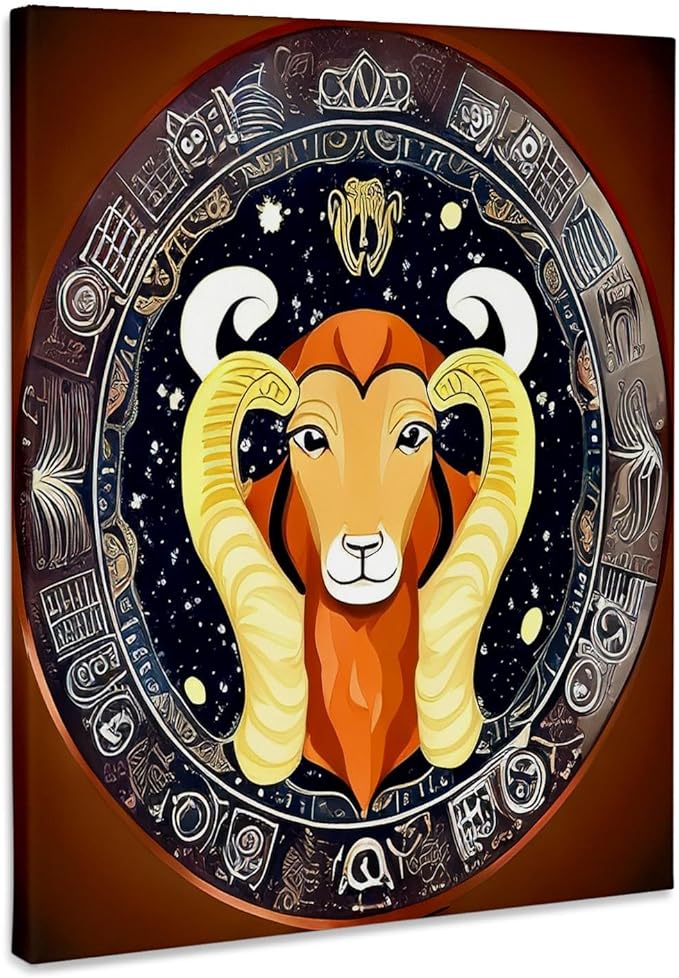 3dRose, Zodiac Sign Aries Or Ram In Color As Viewed By AI. Funny gift for you, Museum Grade Canvas Wrap 8x10 - Aries Canvas for men