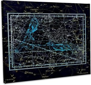 3dRose, Retro Star Map. Zodiac constellations of Pisces or fishes. Blue Color, Museum Grade Canvas Wrap 10x8 - Pisces Canvas for men