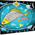 3dRose, Cool Zodiac Constellation Pisces Or Fishes As made By AI for you, Museum Grade Canvas Wrap 14x11 - Pisces Canvas for men