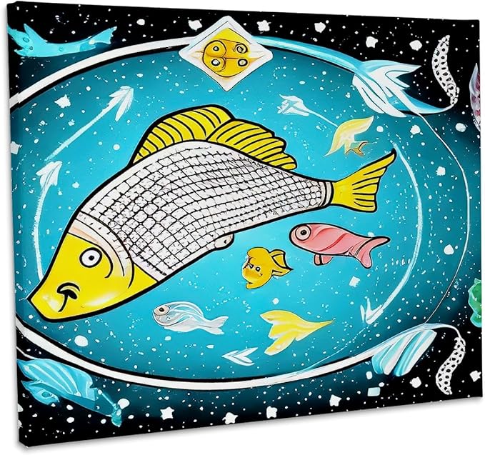 3dRose, Cool Zodiac Constellation Pisces Or Fishes As made By AI for you, Museum Grade Canvas Wrap 14x11 - Pisces Canvas for men