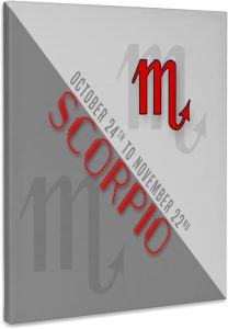 3dRose, Scorpio Red and Gray Zodiac Star Sign for October and November, Museum Grade Canvas Wrap 11x14 - Scorpio Canvas for men
