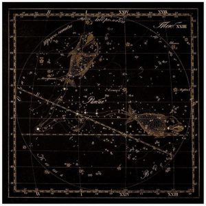 Pisces Zodiac Sign, Old Russian Astronomy Chart, Star Constellation Illustration, Vintage Style Living Room Bedroom Decoration Poster for Room Aesthetics Canvas Wall Art And Print 20x20inch(50x50cm) - Pisces Canvas for men