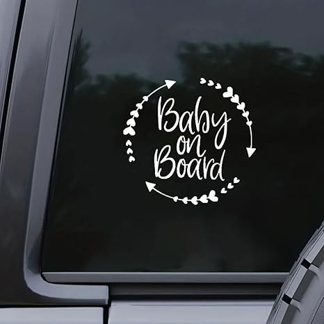 Baby on Board Sticker for Car, 5.16'' × 5.16'' Safety Warning Bumper Stickers, Removable Funny Baby on Board Signs for Car Truck Wall Laptop (White) - Aries Sticker for men