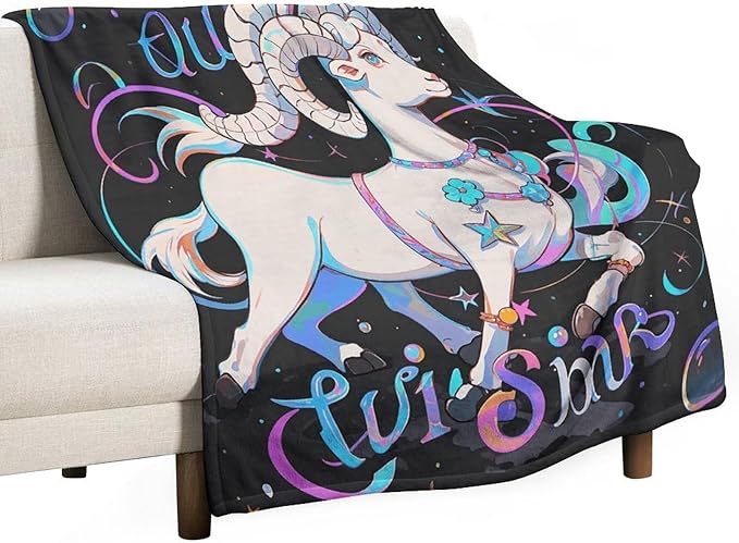 Cozy Flannel Throw Blanket, Aries Print Lightweight Anti-Pilling Vertical Blanket for Couch, Bed & Travel - Soft All Season Blanket - Aries Blanket for men