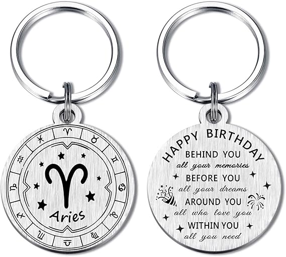 Zodiac Keychain - 12 Constellations Birthday Gifts for Men Women - Virgo Libra Scorpio Sagittarius Bday Keyring - Aries Keychain for men