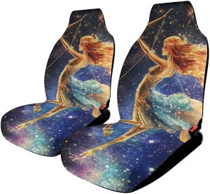 Sagittarius Zodiac Printed Car Seat Covers Washable Universal Auto Front Seats Protector Fits for Most Cars - Aquarius Car Seat Cover for men