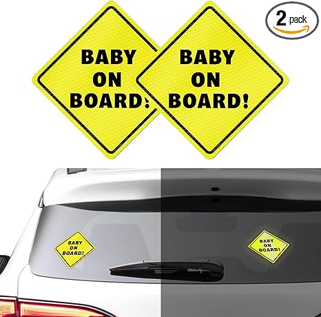 2PCS Baby on Board Magnet Sign for Car, Baby on Board Sticker, 5" x 5" Essential Magnetic Sticker for Bumper, Car Accessories High Intensity Reflective Waterproof Vinyl Safety Signs for Cars - Aries Sticker for men