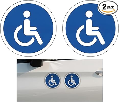 Car Handicap Parking Sign, 2PCS Reflective Magnetic Vehicle Disabled Parking Access Symbol Sticker, Waterproof Automotive Handicap Stop Signs, Universal for SUV RV Truck (Circle) - Aries Sticker for men