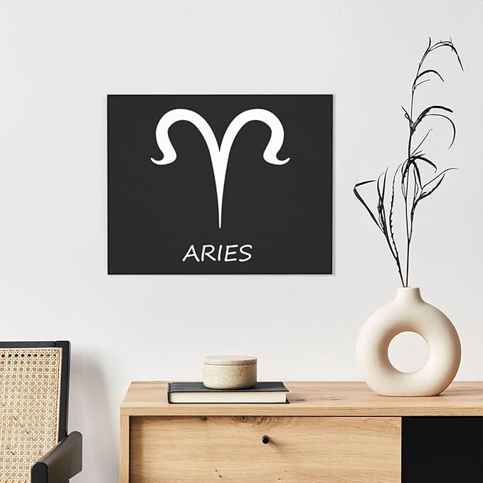 Aries Sign Wall Art Of Framed Decorative Paintings Abstract Simple Black White And Other Color Blocks Canvas Prints Home Decoration Gifts 16"x20" Panels - Aries Canvas for men