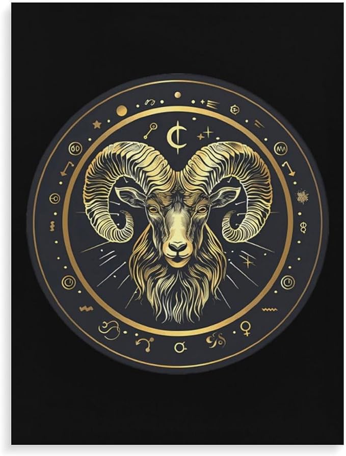 Aries Zodiac Sign Funny Paint by Numbers for Adults Wall Art Painting with Framed Decor for Home Office - Aries Canvas for men