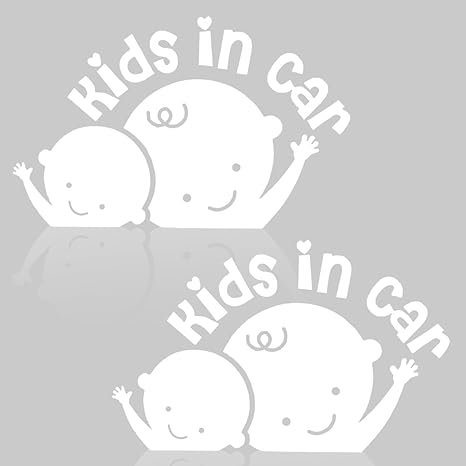 2PCS Kids in Car Sticker Decal, Baby on Board Signs for Car Safety Driving, Reflective Baby Stickers, Funny Vinyl Decal for Vehicle Windows and Bumpers (White) - Aries Sticker for men