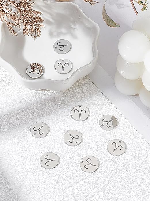 10Pcs 304 Stainless Steel Charms, Constellation/Zodiac Sign Pendants Decoration for DIY Craft Jewelry Making, 12x1mm - Aries Ring for men