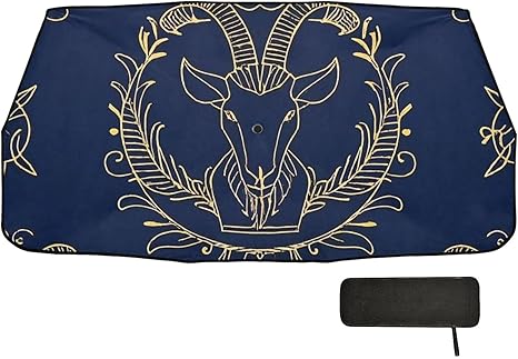 Gold Zodiac Sign Aries Navy Blue Designed Sun Visor for car Windshield Folding as seen on tv Products accesorios para sol de carro Interior - Aries Car Ornament for men
