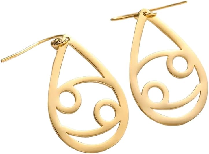 New 2026 Unisex Zodiac Sign 12 Constellation Drop Earrings For Women Stainless Steel Aries Virgo Pendant Jewelry Birthday Decoration Luxury With You Accessories Trendy For Women And Men - Aries Earrings for men