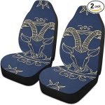 Gold Zodiac Sign Aries Navy Blue Decorative car seat Covers Front for Women Washable SUV seat Covers Cover para asientos de carros Set of 2 - Aries Car Seat Cover for men