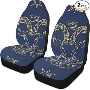 Gold Zodiac Sign Aries Navy Blue Decorative car seat Covers Front for Women Washable SUV seat Covers Cover para asientos de carros Set of 2 - Aries Car Seat Cover for men