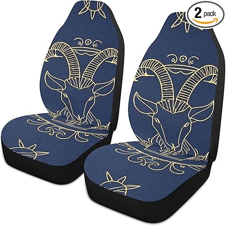 Gold Zodiac Sign Aries Navy Blue Decorative car seat Covers Front for Women Washable SUV seat Covers Cover para asientos de carros Set of 2 - Aries Car Seat Cover for men