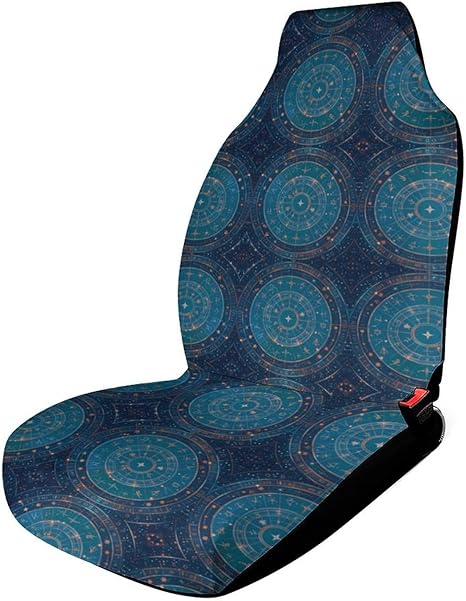 Universal Fit Car Seat Cover, 12 Horoscope Astrology Print Soft Fabric Seat Protector – Decorative, Comfortable & Easy Installation with Buckles - Aquarius Car Seat Cover for men