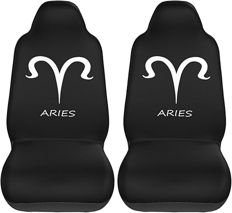 Aries Sign Car Seat Covers 2 Front Seats,Breathable Durable Seat Covers for Cars,Universal Fit for SUV,Vans,sedans, Trucks, Automotive Interior Covers,Black - Aries Car Seat Cover for men