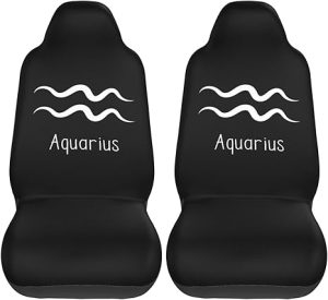 Aquarius Sign Car Seat Covers 2 Front Seats,Breathable Durable Seat Covers for Cars,Universal Fit for SUV,Vans,sedans, Trucks, Automotive Interior Covers,Black - Aquarius Car Seat Cover for men