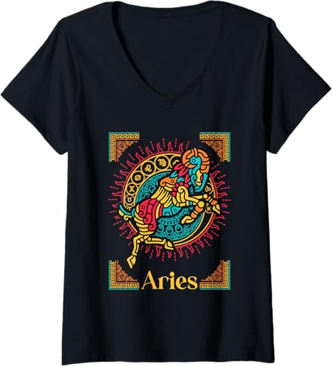 Womens Aries Zodiac Sign Astrology Shirt Aries Birthday V-Neck T-Shirt - Aries T-Shirt for men