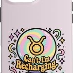 Taurus Can’t I’m Recharging Retro Pastel Astrology Case for iPhone 16 Pro Max - Taurus Phone Case for men
