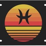 Zodiac Sign Pisces Symbol License Plate Novelty Metal Plate Vanity Tag Aluminum Car Front License Plate Decor 6x12 Inch - Pisces Car Accessories for men