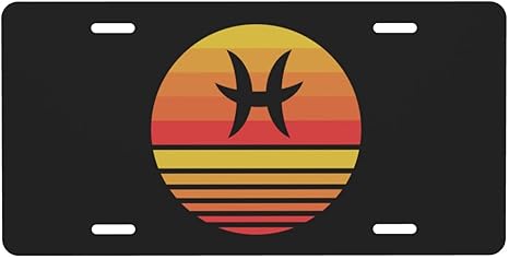 Zodiac Sign Pisces Symbol License Plate Novelty Metal Plate Vanity Tag Aluminum Car Front License Plate Decor 6x12 Inch - Pisces Car Accessories for men