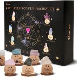 Healing Crystal Set, Cancer Scorpio Pisces Crystal Gift for Water Signs - 6 Zodiac Crystal Set with Handmade Cute Clay Bases and Zodica Set - Scorpio Sticker for men