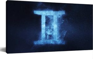Bathroom Wall Art Decor for Bedroom Living Room Small Canvas Wall Art Framed Gemini Zodiac Sign Abstract night sky Prints Artwork Painting Pictures Kitchen Office - Gemini Canvas for men