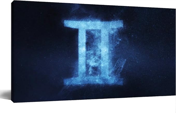 Bathroom Wall Art Decor for Bedroom Living Room Small Canvas Wall Art Framed Gemini Zodiac Sign Abstract night sky Prints Artwork Painting Pictures Kitchen Office - Gemini Canvas for men