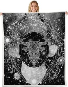 jejeloiu Aries Fleece Throw Blanket Baby 30"x40" Boys Girls Constellation Sherpa Blanket Plush Fuzzy for Kids Horoscope Astrology Constellation Theme Room Decor - Aries Blanket for men