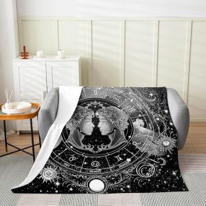jejeloiu Gemini Fleece Throw Blanket 40"x50" Boys Girls Constellation Flannel Blanket Plush Fuzzy for Kids Horoscope Astrology Constellation Theme Room Decor - Gemini Blanket for men