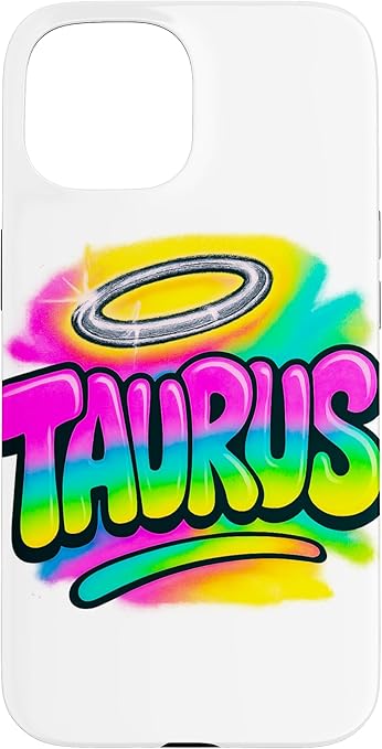 Taurus Y2K Airbrush Vibrant Astrology Zodiac Birthday Case for iPhone 15 - Taurus Phone Case for men