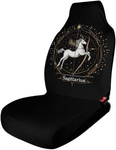 Sagittarius Zodiac Sign Printed Car Seat Covers Washable Universal Auto Front Seats Protector Fits for Most Cars - Aquarius Car Seat Cover for men