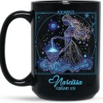Personalized Aquarius Astrology Coffee Mug 11oz 15oz, Custom Name & Date Horoscope Black Cup, Aquarius Zodiac Ceramic Mug, Gifts for Him Her, Constellation Cup - Aquarius Mug for men