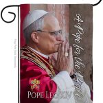 Pope Leo XIV Flag Ceremony Vatican Memorabilia Bishop of Rome Tapestry Catholic Wall Art Canvas Poster Grave Decorations Yard Sign American Papal Door Textile Home Room Decor Roman Religious Gifts - Leo Canvas for men