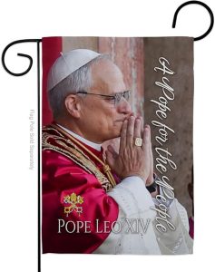 Pope Leo XIV Flag Ceremony Vatican Memorabilia Bishop of Rome Tapestry Catholic Wall Art Canvas Poster Grave Decorations Yard Sign American Papal Door Textile Home Room Decor Roman Religious Gifts - Leo Canvas for men