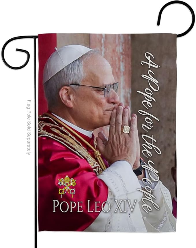 Pope Leo XIV Flag Ceremony Vatican Memorabilia Bishop of Rome Tapestry Catholic Wall Art Canvas Poster Grave Decorations Yard Sign American Papal Door Textile Home Room Decor Roman Religious Gifts - Leo Canvas for men