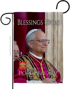Pope Leo XIV Flag Francis Vatican Memorabilia Bishop of Rome Tapestry Catholic Wall Art Canvas Poster Grave Decorations Yard Sign American Papal Door Textile Home Room Decor Roman Religious Gifts - Leo Canvas for men