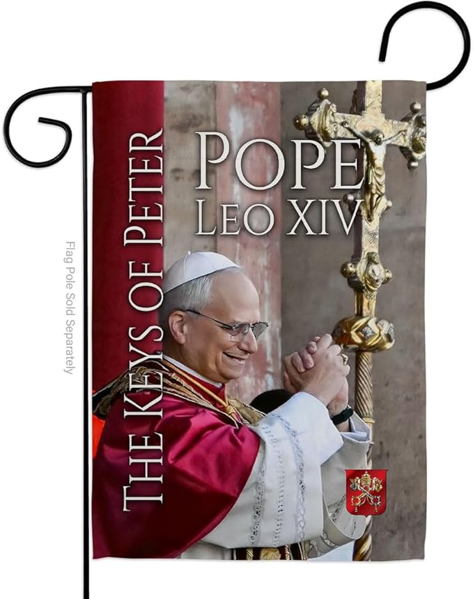 Pope Leo XIV Flag Hope Vatican Memorabilia Bishop of Rome Tapestry Catholic Wall Art Canvas Poster Grave Decorations Yard Sign American Papal Door Textile Home Room Decor Roman Religious Gifts - Leo Canvas for men