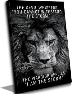Black and White Lion Inspiring Canvas Wall Art Animal Motivational Picture Man Cave Inspirational Lion Poster Prints Modern Quotes Artwork Wall Decor for Bedroom Office Living Room 12x16in Framed - Leo Canvas for men