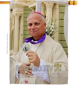 Pope Leo XIV Flag Peace Canvas Tapestry Vatican Memorabilia Bishop of Rome Room Catholic Poster Church Wall Art Decorations American Papal Yard Sign Door Textile Home Decor Roman Religious Gifts - Leo Canvas for men