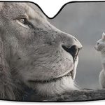 Car Windshield Sun Shade Tiny Cat Lion Print, Aluminum foil Layer Reflective Sun Visor for SUV Sedan S Size - Aries Car Ornament for men