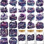 Zodiac UV DTF Stickers - 24 Sheets Purple Leo Sagittarius UV DTF Cup Wraps for 16 oz Glass Water Bottle, Libra Taurus Waterproof Transfer Sticker Decals DIY Tumbler Coffee Mug Craft Decoration - Taurus for men