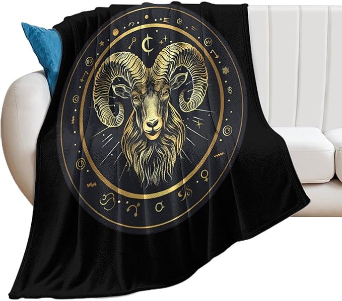 Aries Zodiac Sign Soft Throw Blanket Flannel Warm Lightweight Plush Blankets for Couch Sofa Bedroom Travel - Aries Blanket for men